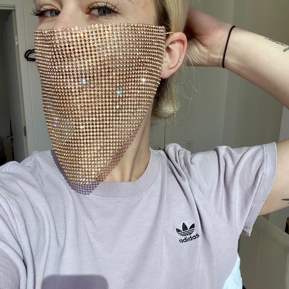Accessories - Gold rhinestone face mask